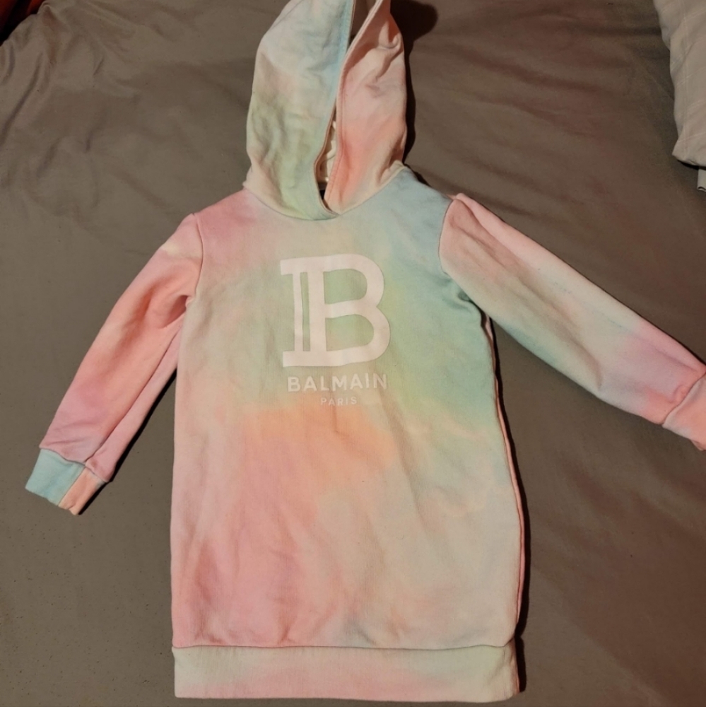 BALMAIN Kids' Tie-dye Hoodie Dress